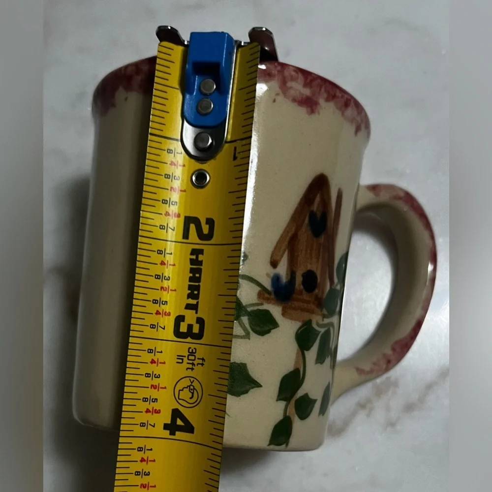 Vintage Alpine Pottery Roseville 1996 Ohio Hand Painted Birdhouse Mug
